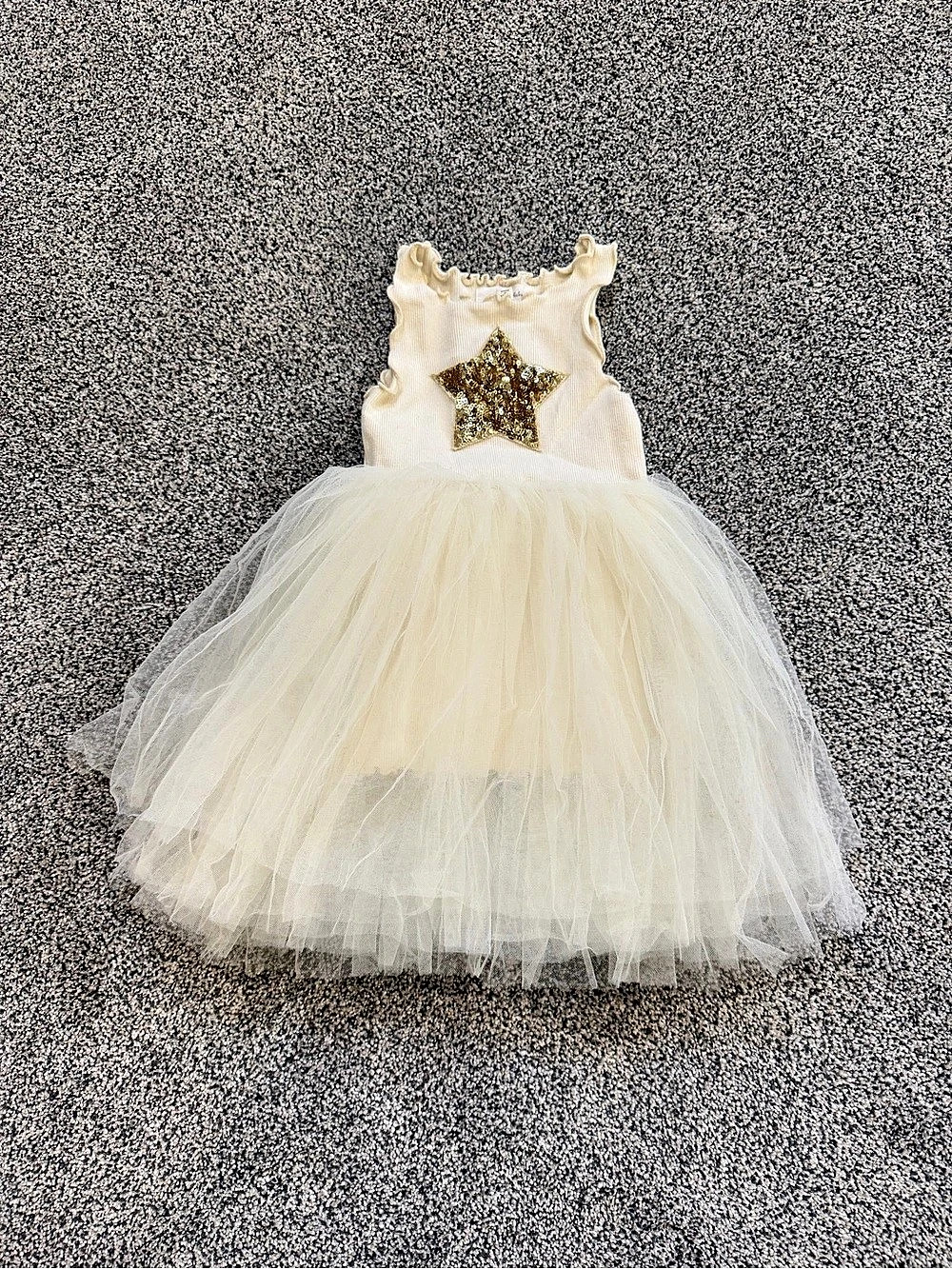 Petite Hailey Star Tutu Dress Girls Cream Sequin Star Dress Size 1